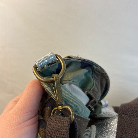 Silver Fringed Leather with Camo Fabric Hybrid Bag - Picture 9 of 16